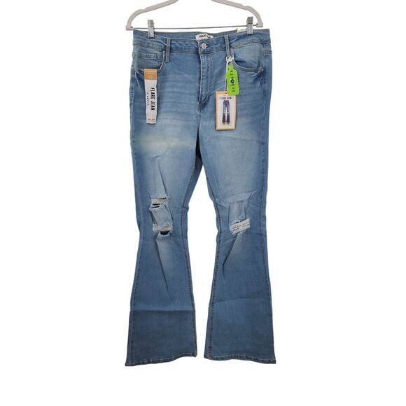 New NWT‎ Wax Jeans Flare Light Wash Stretch Size 16 - Picture 1 of 11